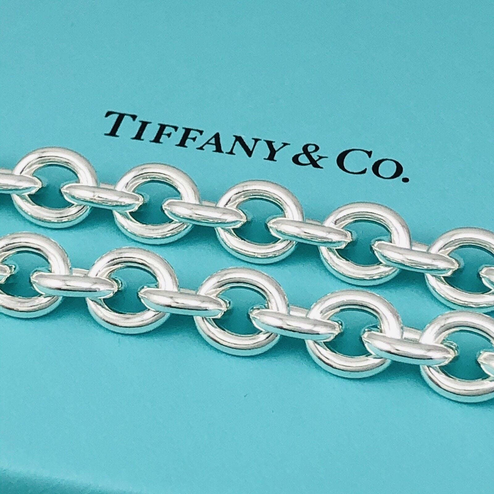 TiffanyNecklace 22" Tiffany Round Link Rolo Necklace in Silver - Mens Unisex