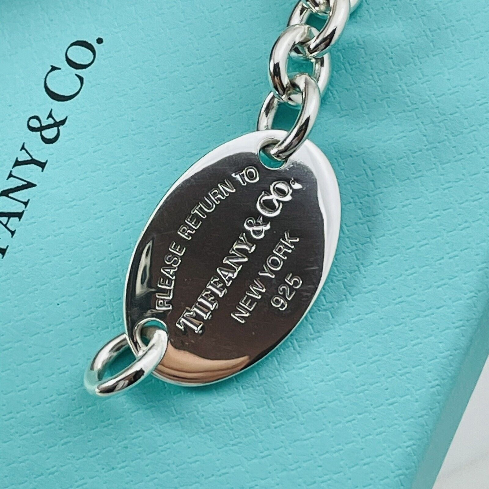 TiffanyNecklace 18" inch Return To Tiffany Oval Tag Necklace Choker Large Pendant NEW VERSION