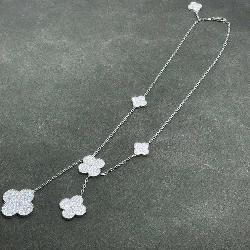Van Cleef & Arpels  New women's full diamond six flower necklace jewelry