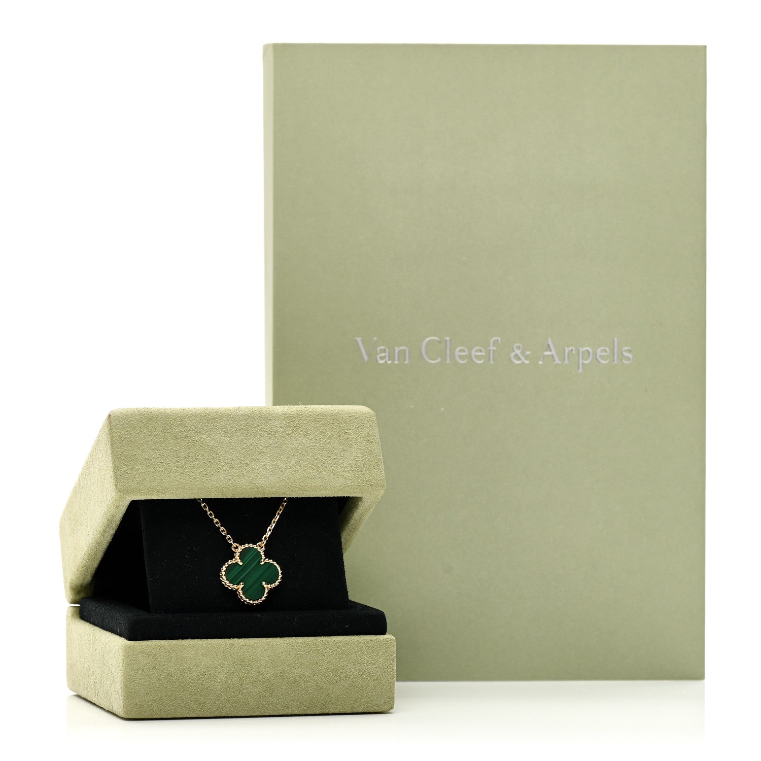 VAN CLEEF &amp; ARPELS 18K Yellow Gold Malachite Vintage Alhambra Pendant Necklace