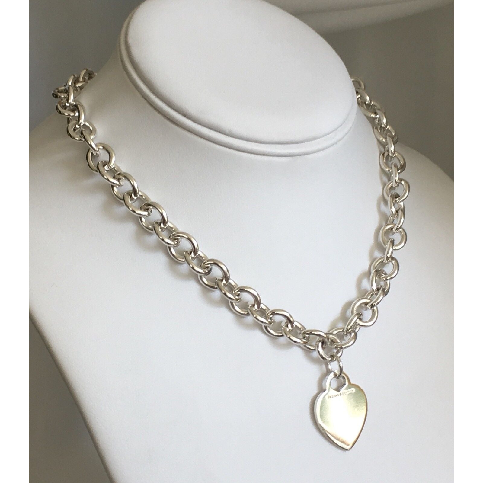 TiffanyNecklace 18" Tiffany & Co Sterling Silver Engravable Blank Heart Tag Necklace