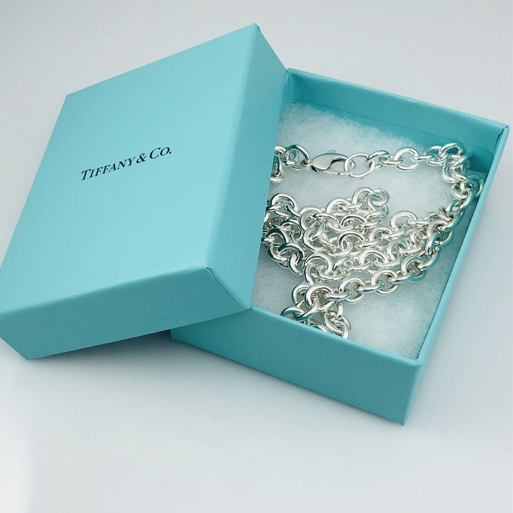 TiffanyNecklace 22" Tiffany Round Link Rolo Necklace in Silver - Mens Unisex
