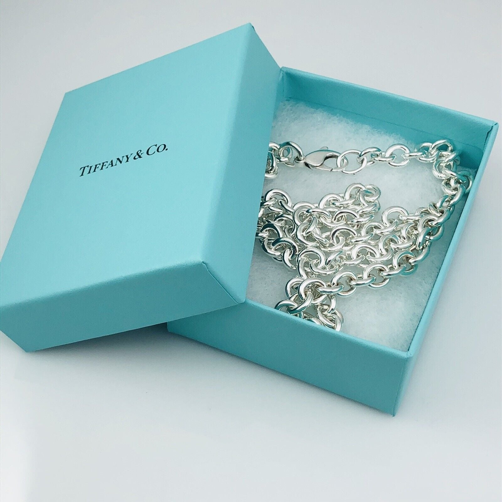 TiffanyNecklace 22" Tiffany Round Link Rolo Necklace in Silver - Mens Unisex