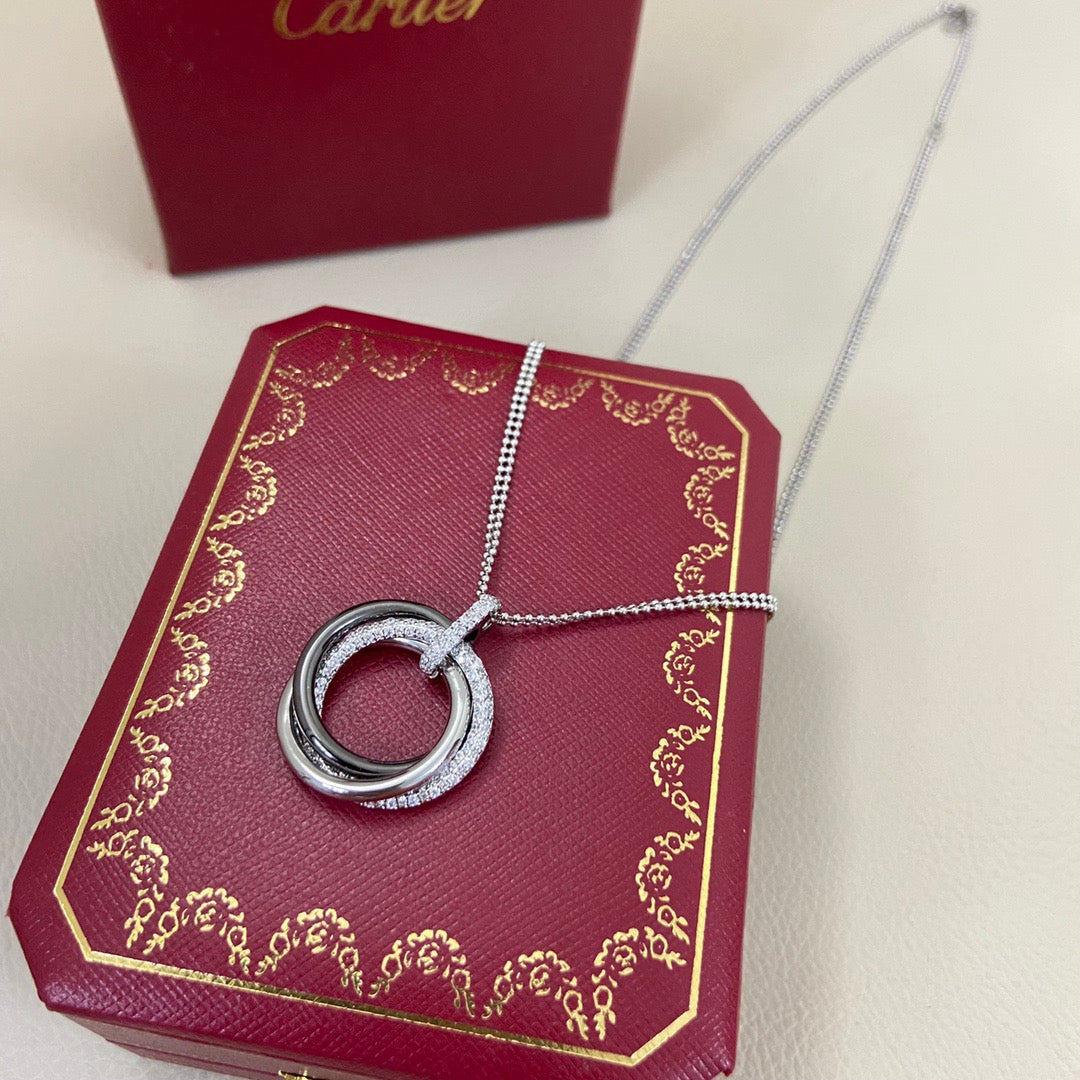 Cartier Necklace Trinity Diamond Necklace Black Silver