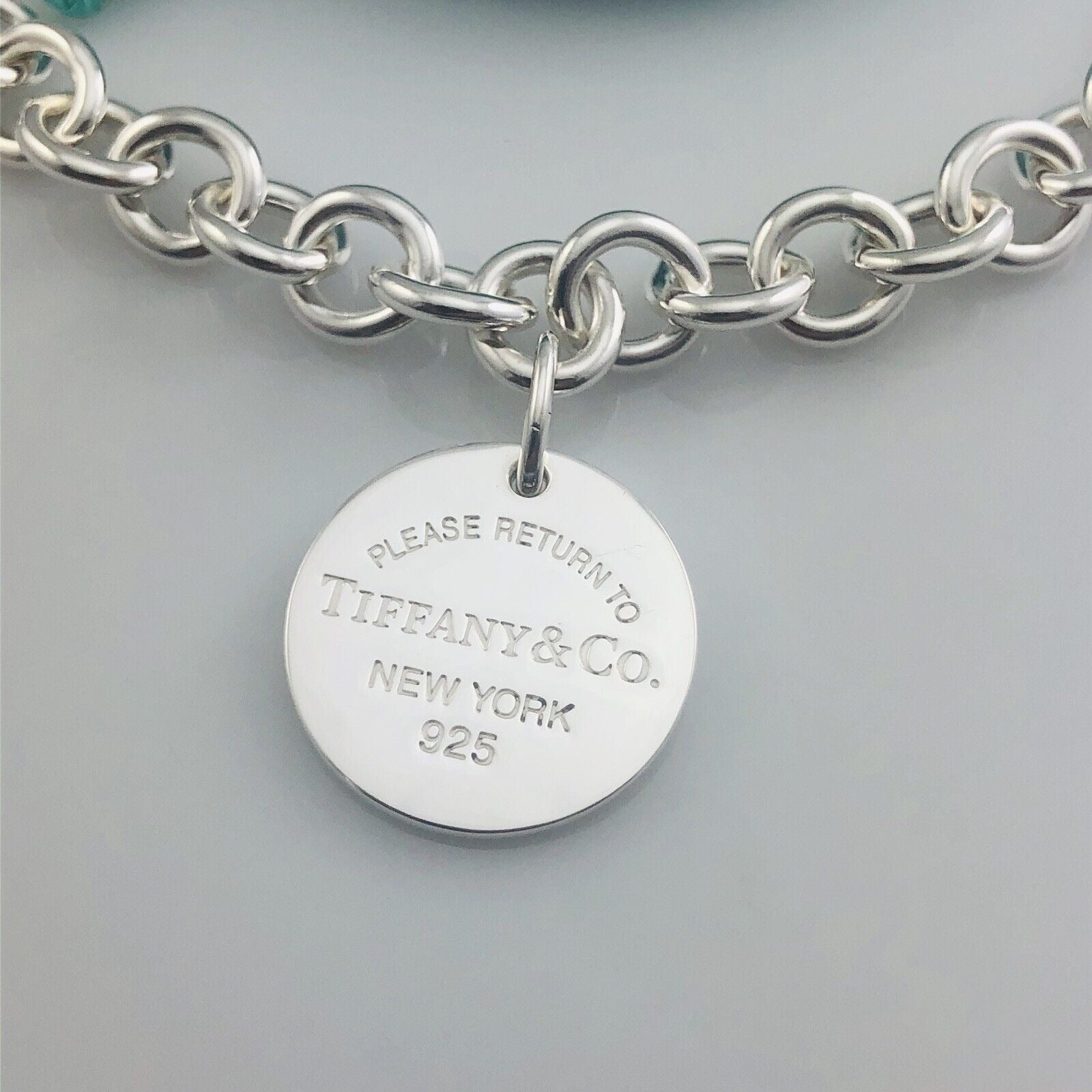 TiffanyNecklace 18" Return To Tiffany & Co Sterling Silver Mens Unisex Circle Round Tag Necklace