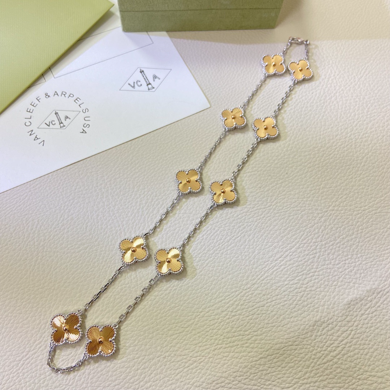 Van Cleef & Arpels Women's new product laser color separation ten flower necklace jewelry