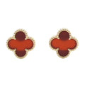 Vintage Alhambra Earrings Yellow Gold and Carnelian 18K Yellow Gold