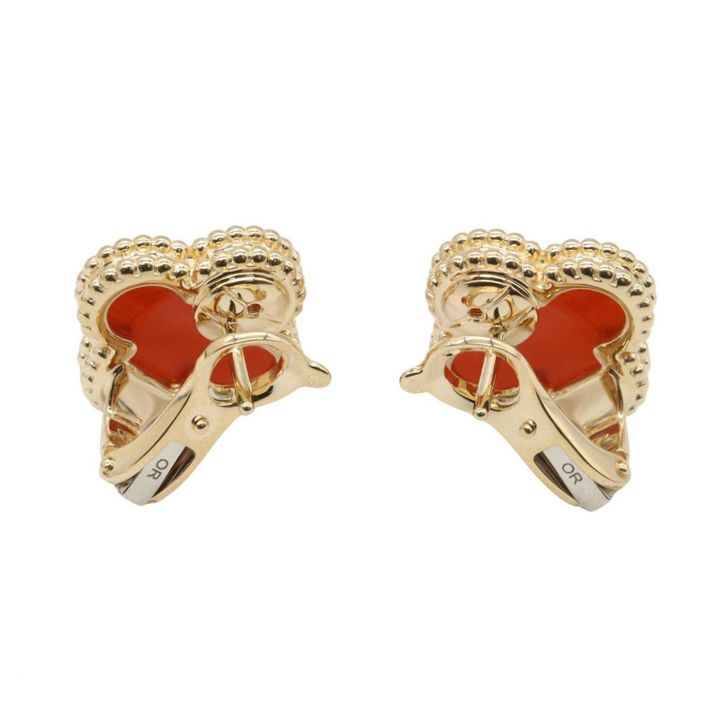 Vintage Alhambra Earrings Yellow Gold and Carnelian 18K Yellow Gold
