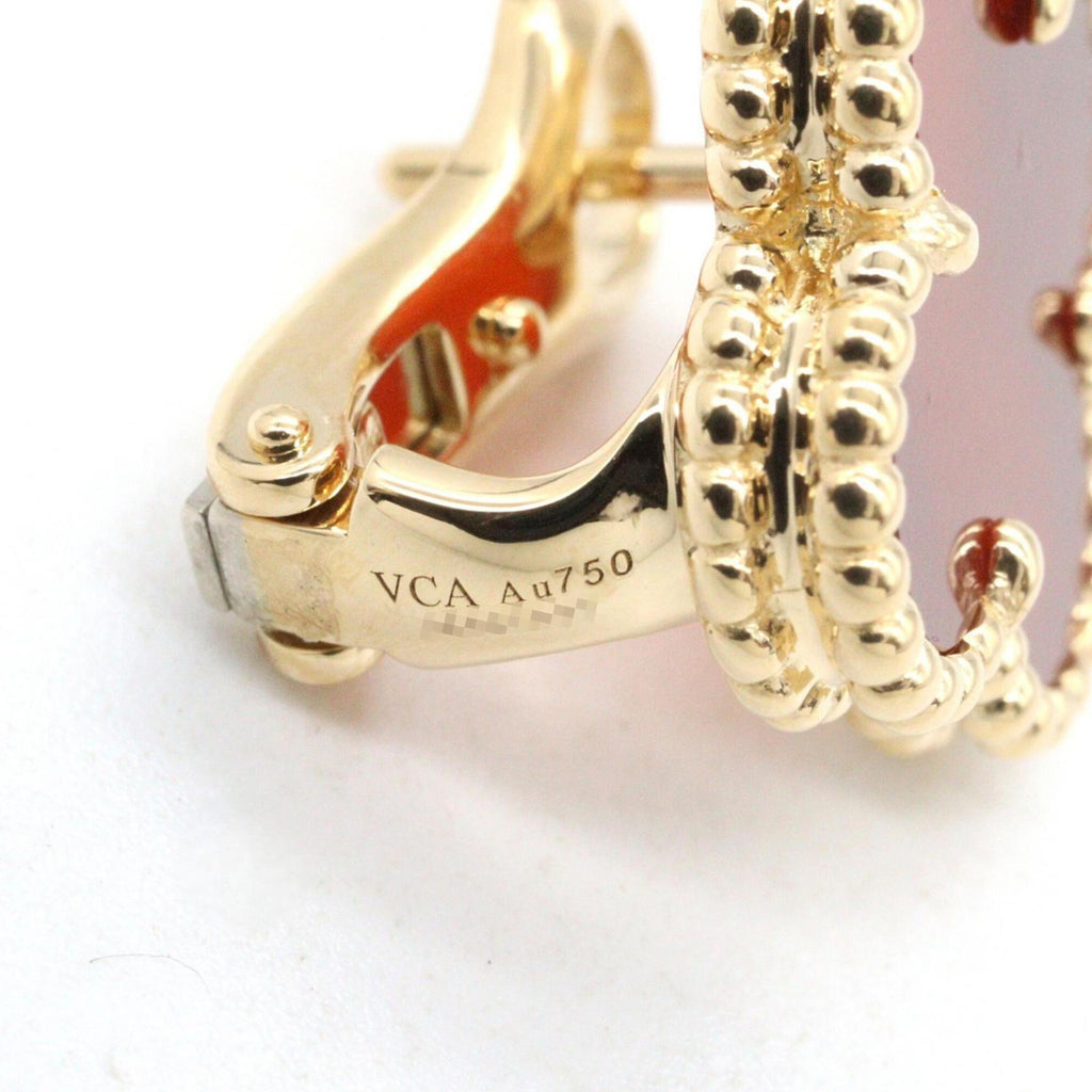 Vintage Alhambra Earrings Yellow Gold and Carnelian 18K Yellow Gold