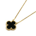 Vintage Alhambra Pendant Necklace 18K Yellow Gold and Onyx