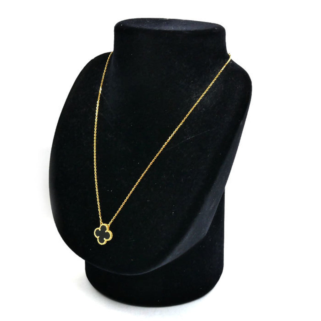 Vintage Alhambra Pendant Necklace 18K Yellow Gold and Onyx