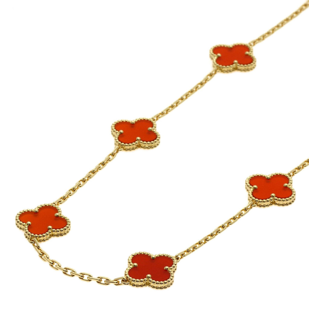 Vintage Alhambra Pendant Necklace 18K Yellow Gold and Carnelian