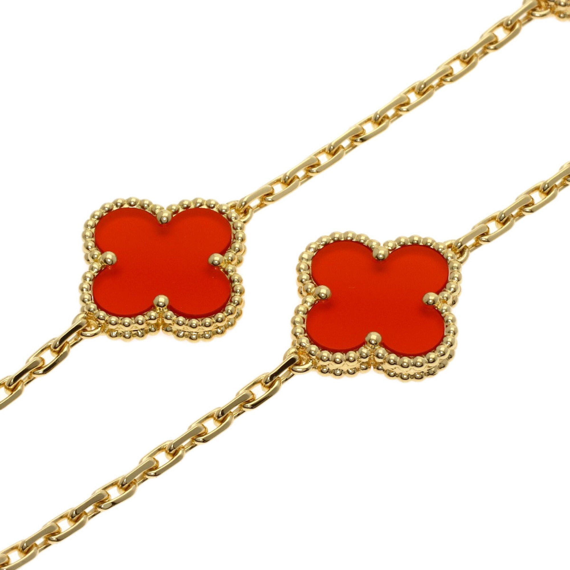 Vintage Alhambra Pendant Necklace 18K Yellow Gold and Carnelian