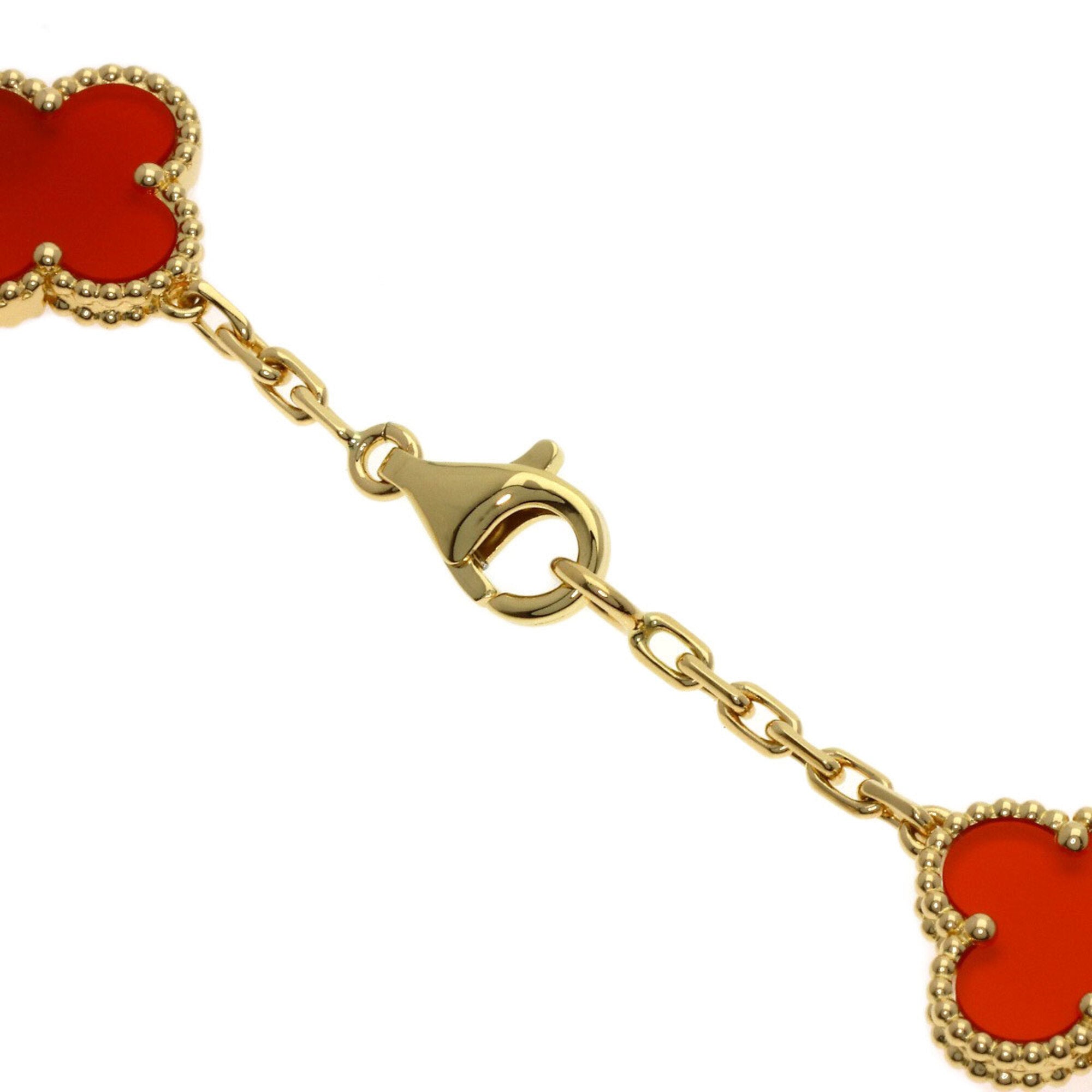 Vintage Alhambra Pendant Necklace 18K Yellow Gold and Carnelian