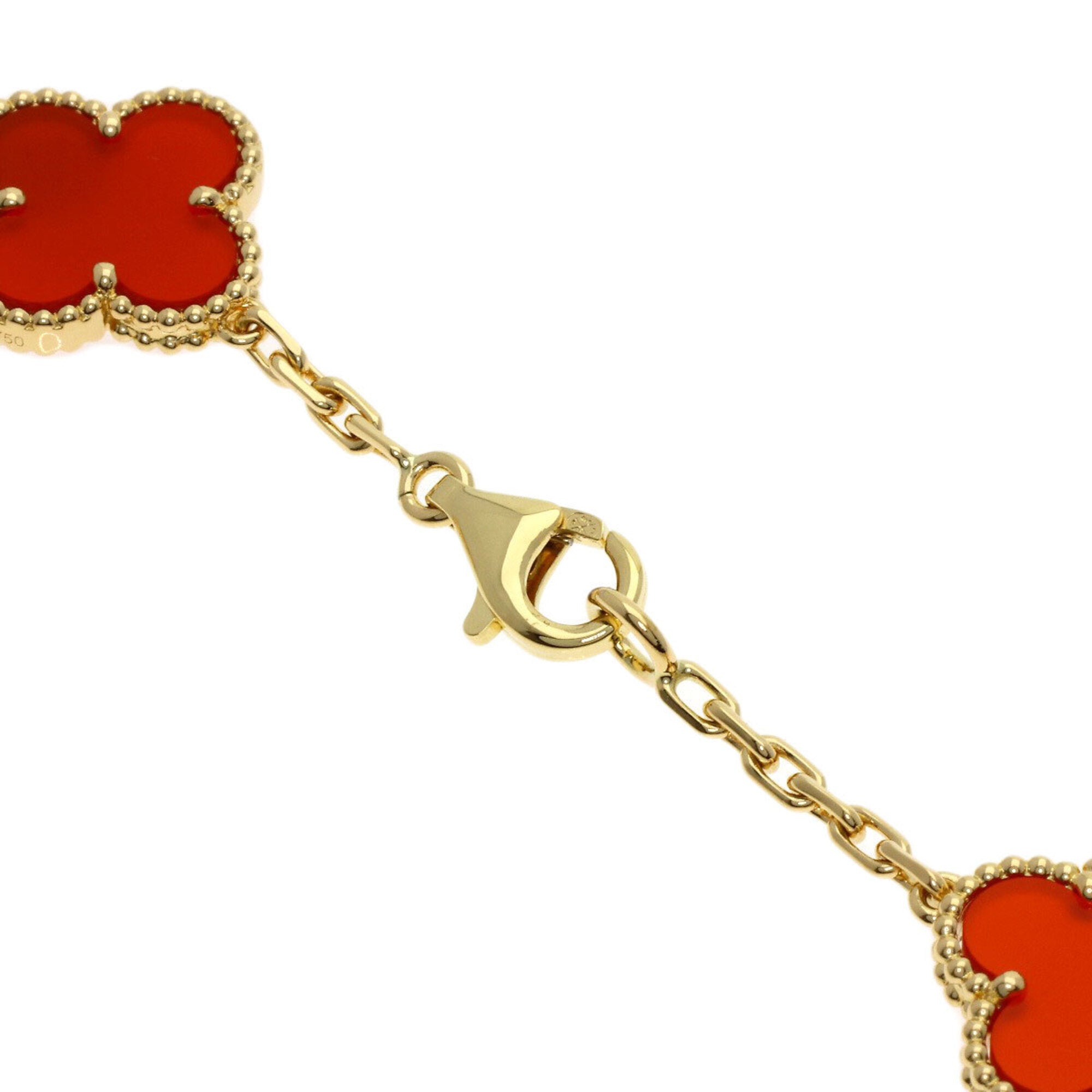 Vintage Alhambra Pendant Necklace 18K Yellow Gold and Carnelian