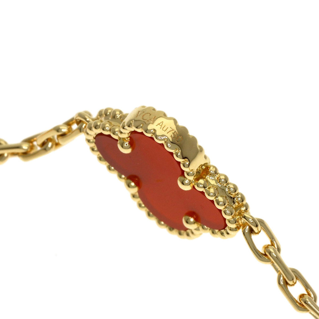 Vintage Alhambra Pendant Necklace 18K Yellow Gold and Carnelian