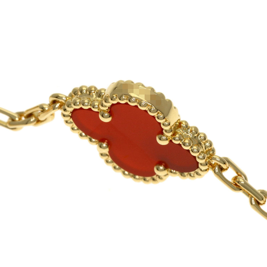 Vintage Alhambra Pendant Necklace 18K Yellow Gold and Carnelian