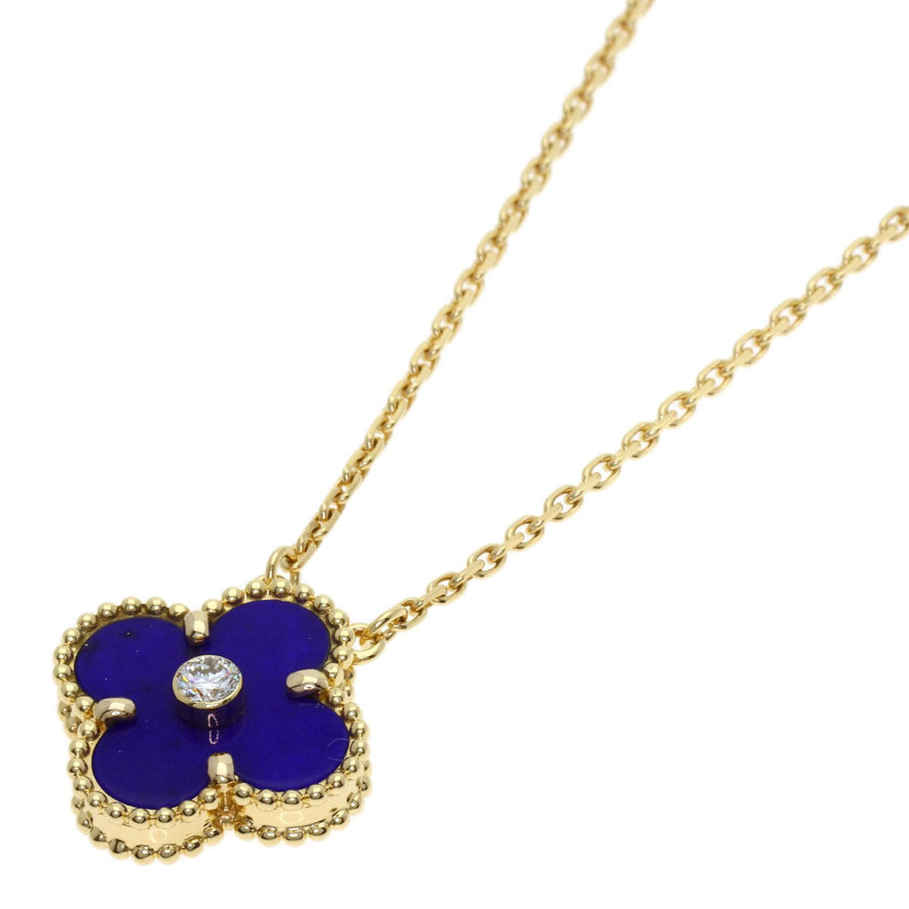 Vintage Alhambra Pendant Necklace  Yellow Gold and Lapis Lazuli