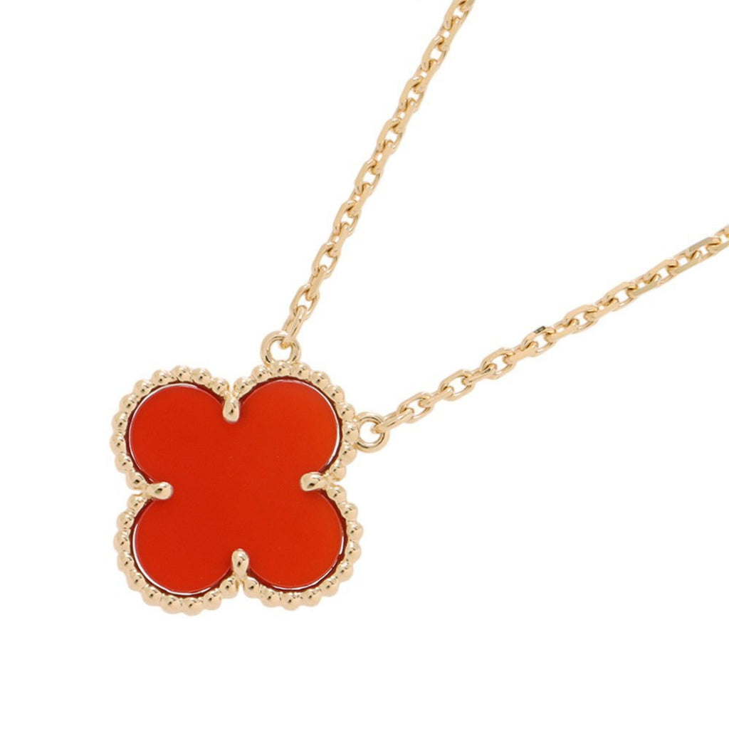 Alhambra Pendant Necklace 18K Yellow Gold and Carnelian
