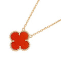 Alhambra Pendant Necklace 18K Yellow Gold and Carnelian