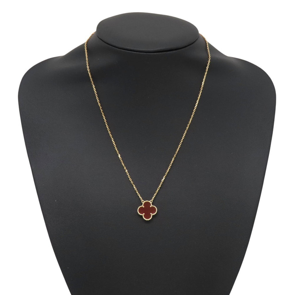 Alhambra Pendant Necklace 18K Yellow Gold and Carnelian