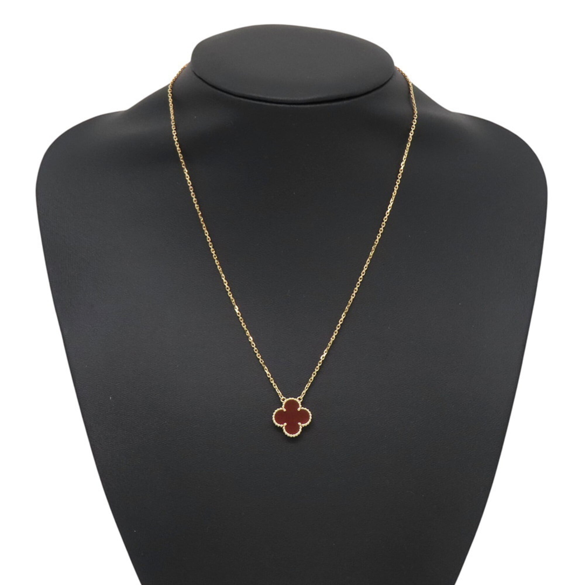 Alhambra Pendant Necklace 18K Yellow Gold and Carnelian
