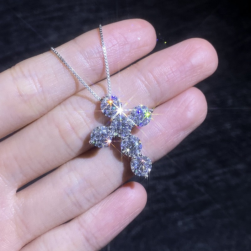 Cartier 5 Carats Cross Moissanite Necklace