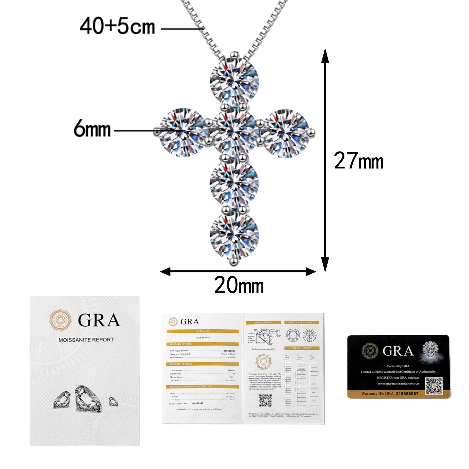 Cartier 5 Carats Cross Moissanite Necklace