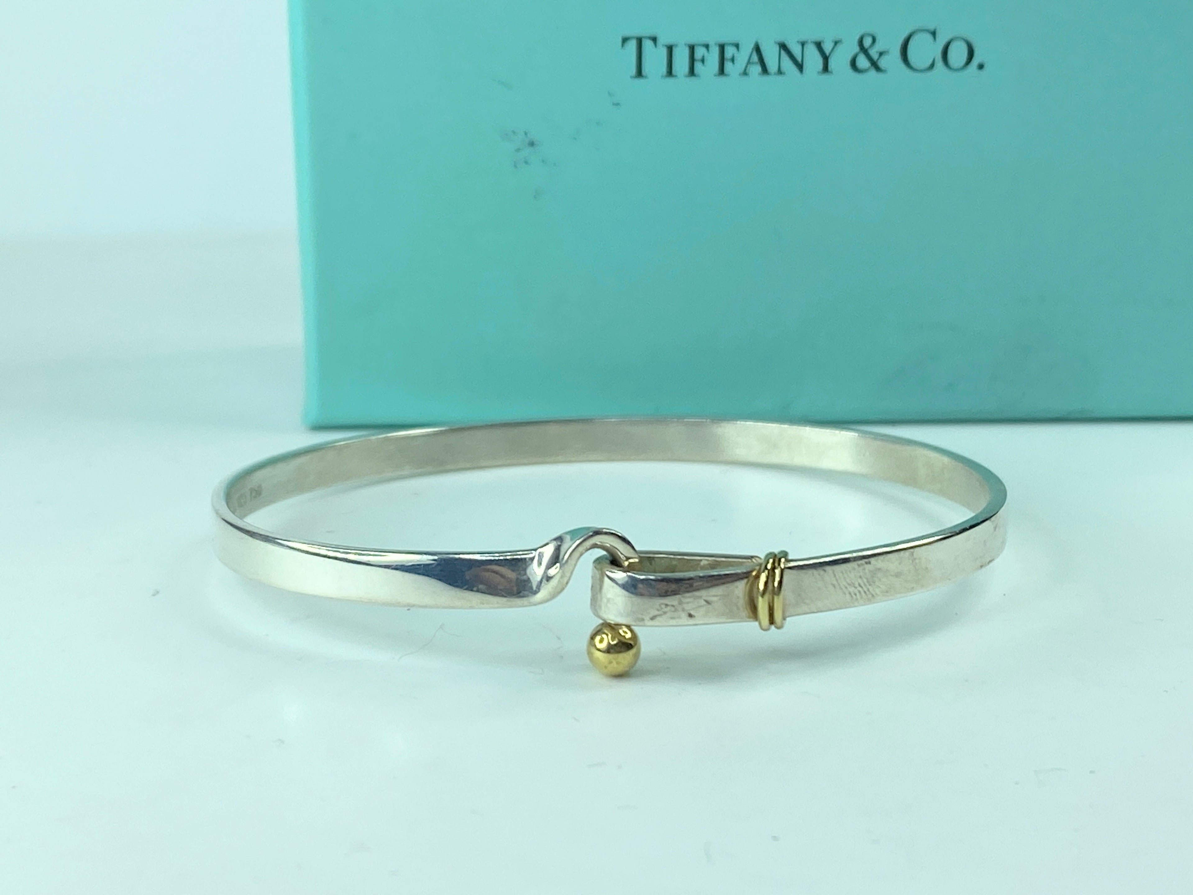 Tiffany & Co Sterling Silver  Hook Eye Tension Bangle Bracelet JR695
