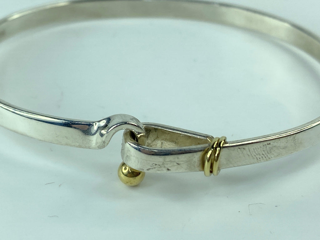 Tiffany & Co Sterling Silver  Hook Eye Tension Bangle Bracelet JR695