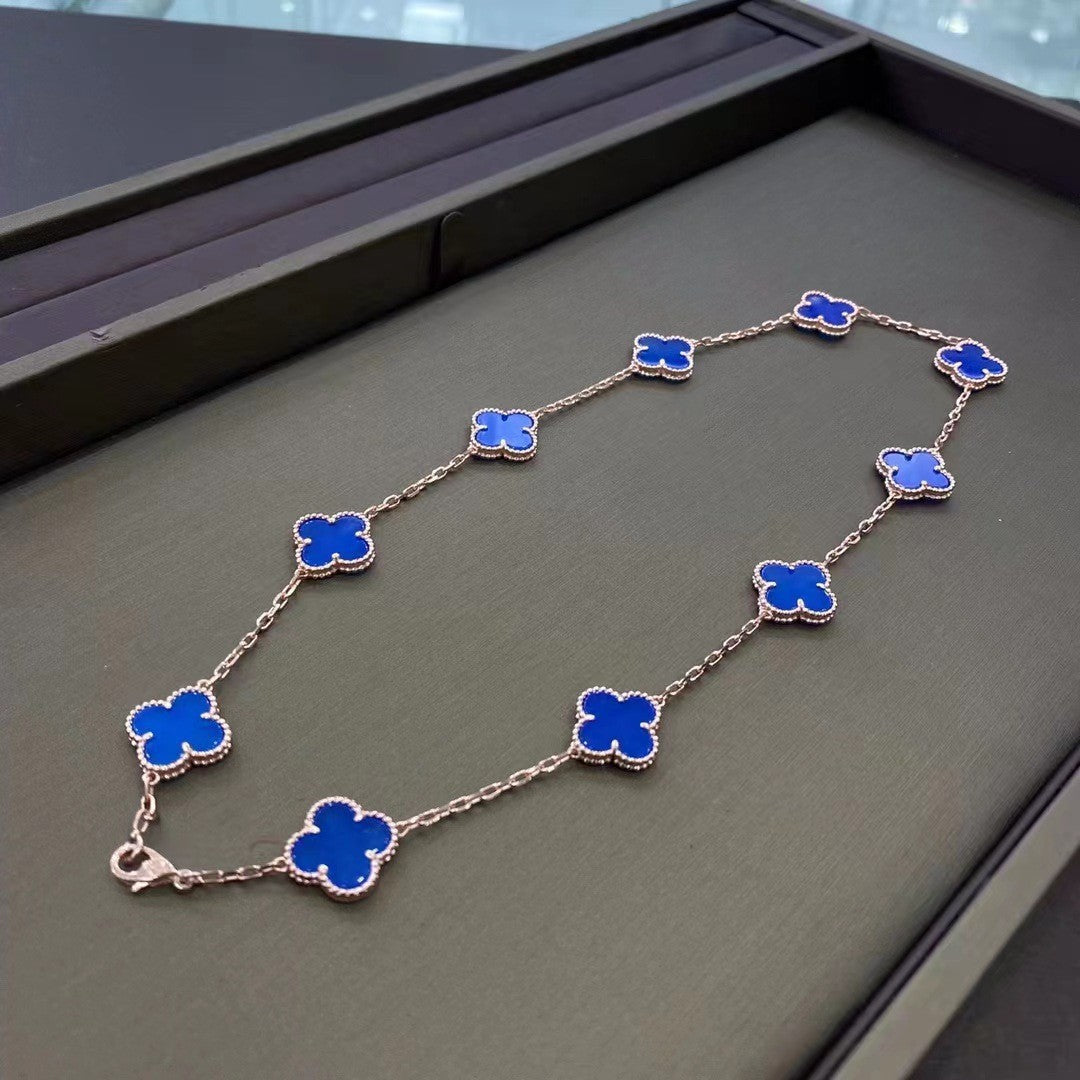 Van Cleef & Arpels High Version Clover Ten Flower Necklace Thick Plated Necklace Jewelry