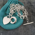 TiffanyNecklace16.5" Tiffany & Co Silver Classic Blank Heart Tag TOggle Necklace in Silver