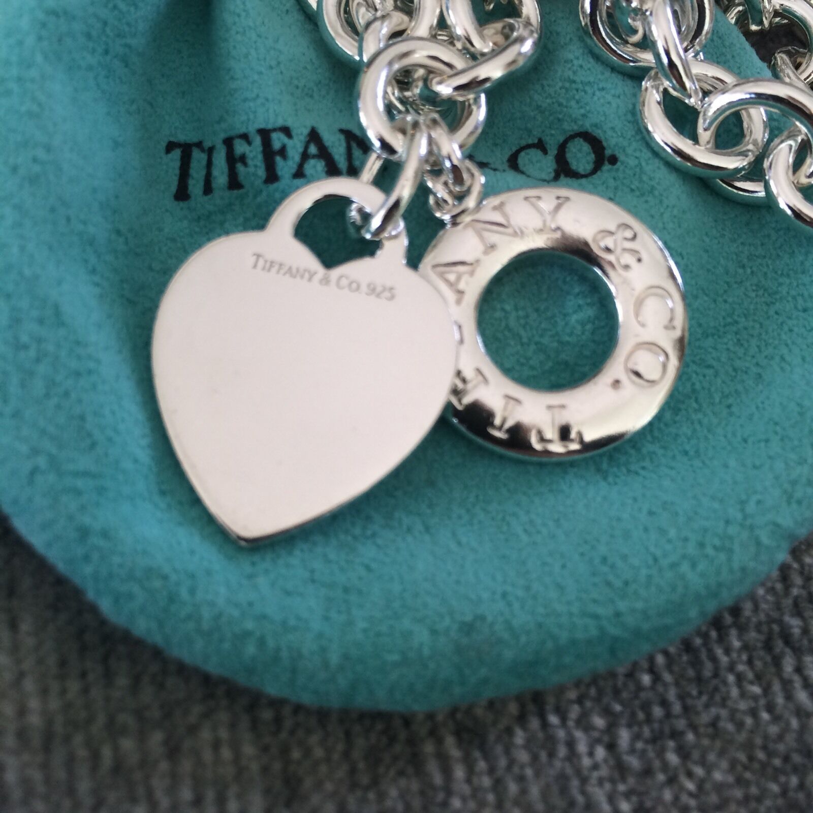 TiffanyNecklace16.5" Tiffany & Co Silver Classic Blank Heart Tag TOggle Necklace in Silver