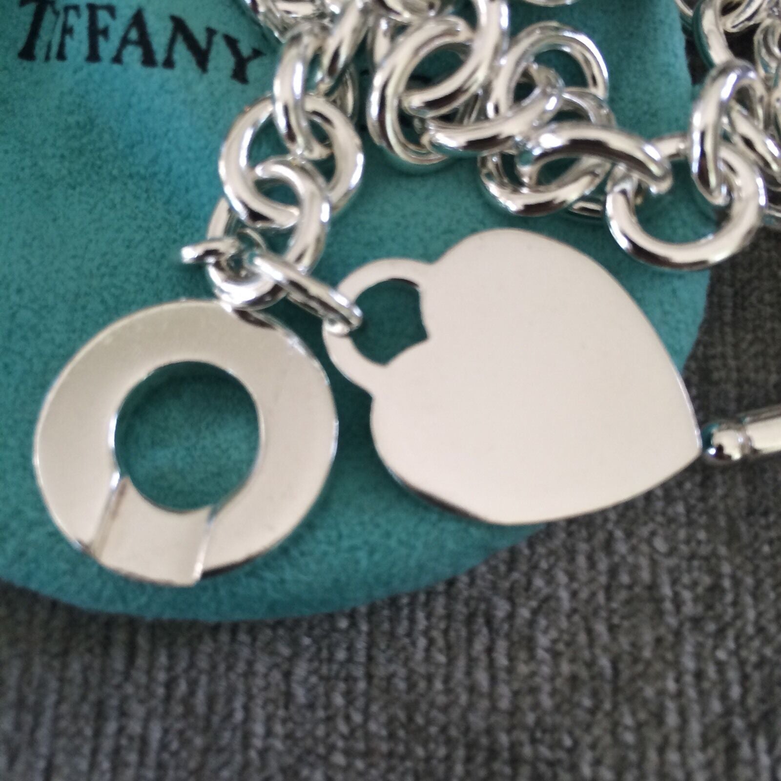 TiffanyNecklace16.5" Tiffany & Co Silver Classic Blank Heart Tag TOggle Necklace in Silver