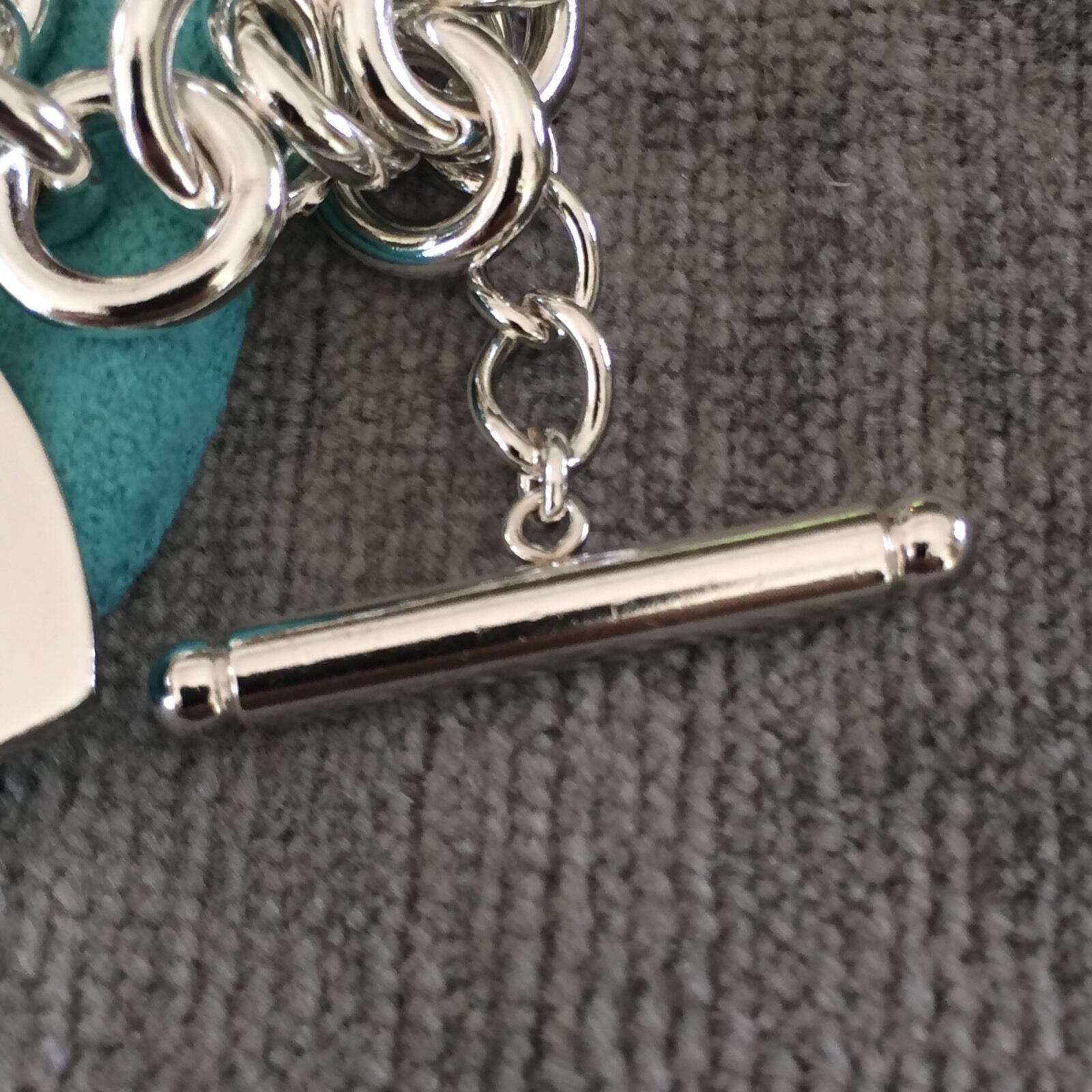 TiffanyNecklace16.5" Tiffany & Co Silver Classic Blank Heart Tag TOggle Necklace in Silver
