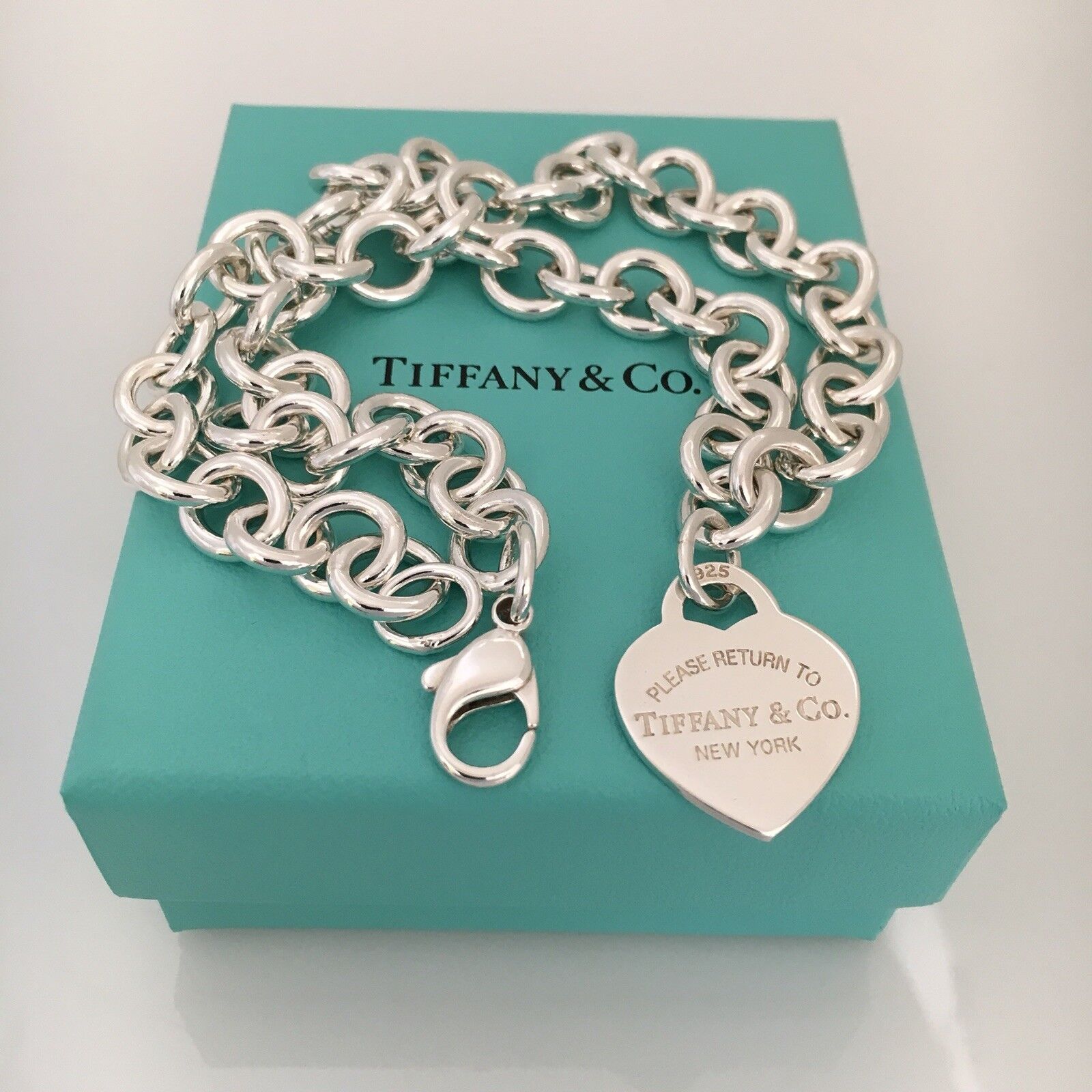 TiffanyNecklace 16" Please Return To Tiffany & Co New York Heart Tag Necklace in Silver