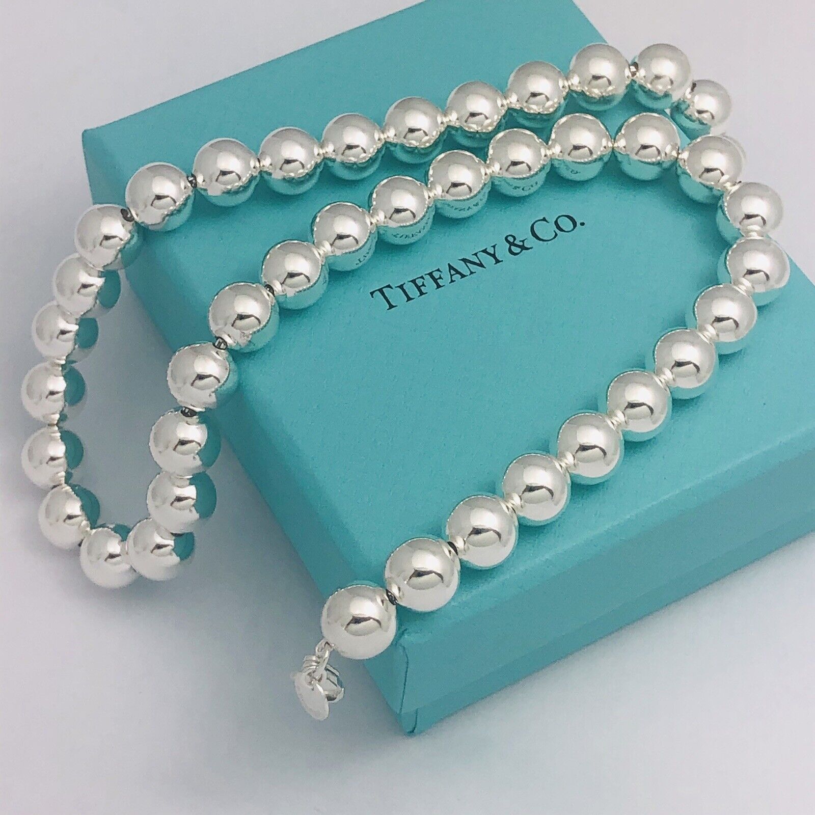 TiffanyNecklace 18.25" Tiffany HardWear Bead Ball Necklace 10mm Beads in Sterling Silver