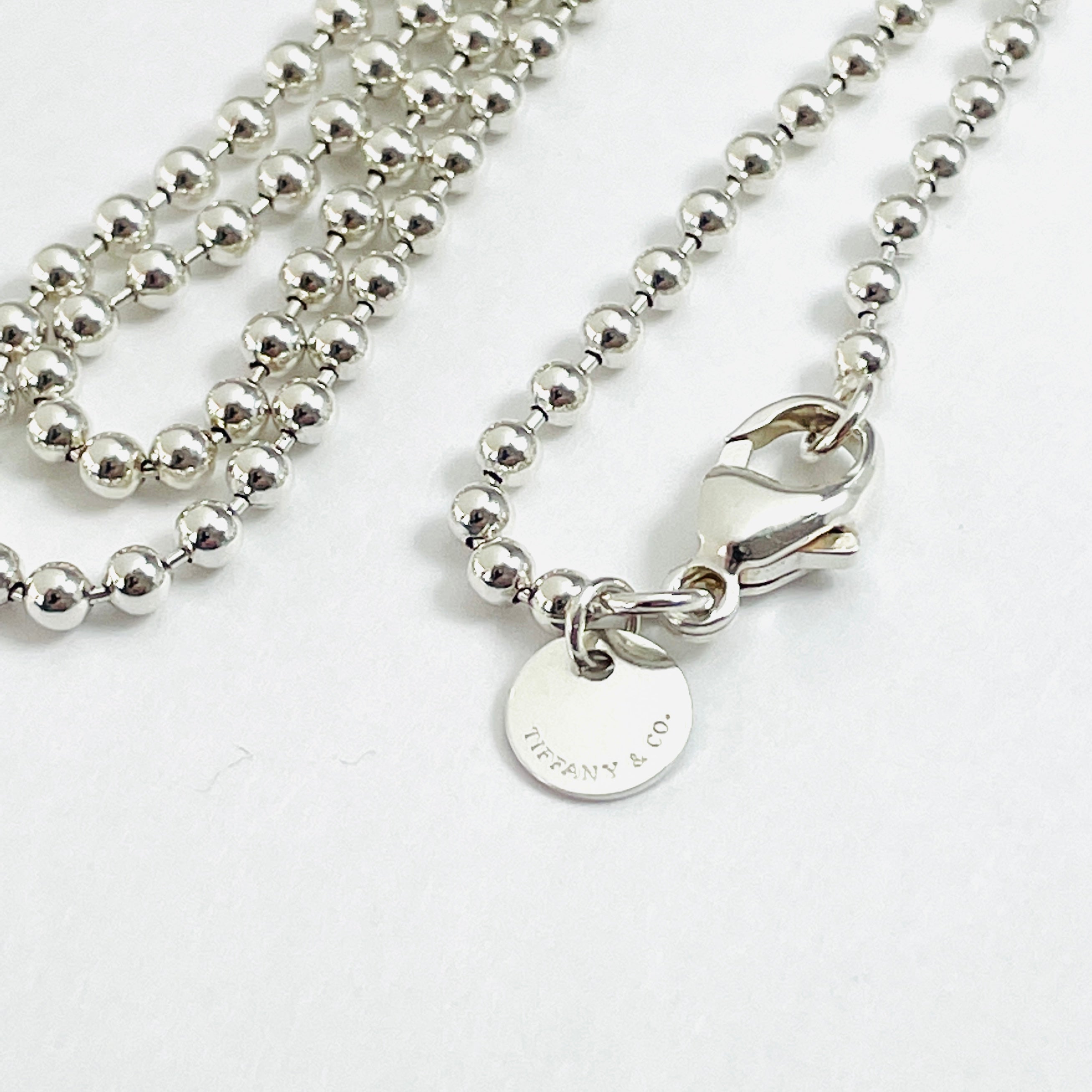 TiffanyNecklace 18" Tiffany & Co Bead Necklace Dog Chain - Men's Unisex in Sterling Silver