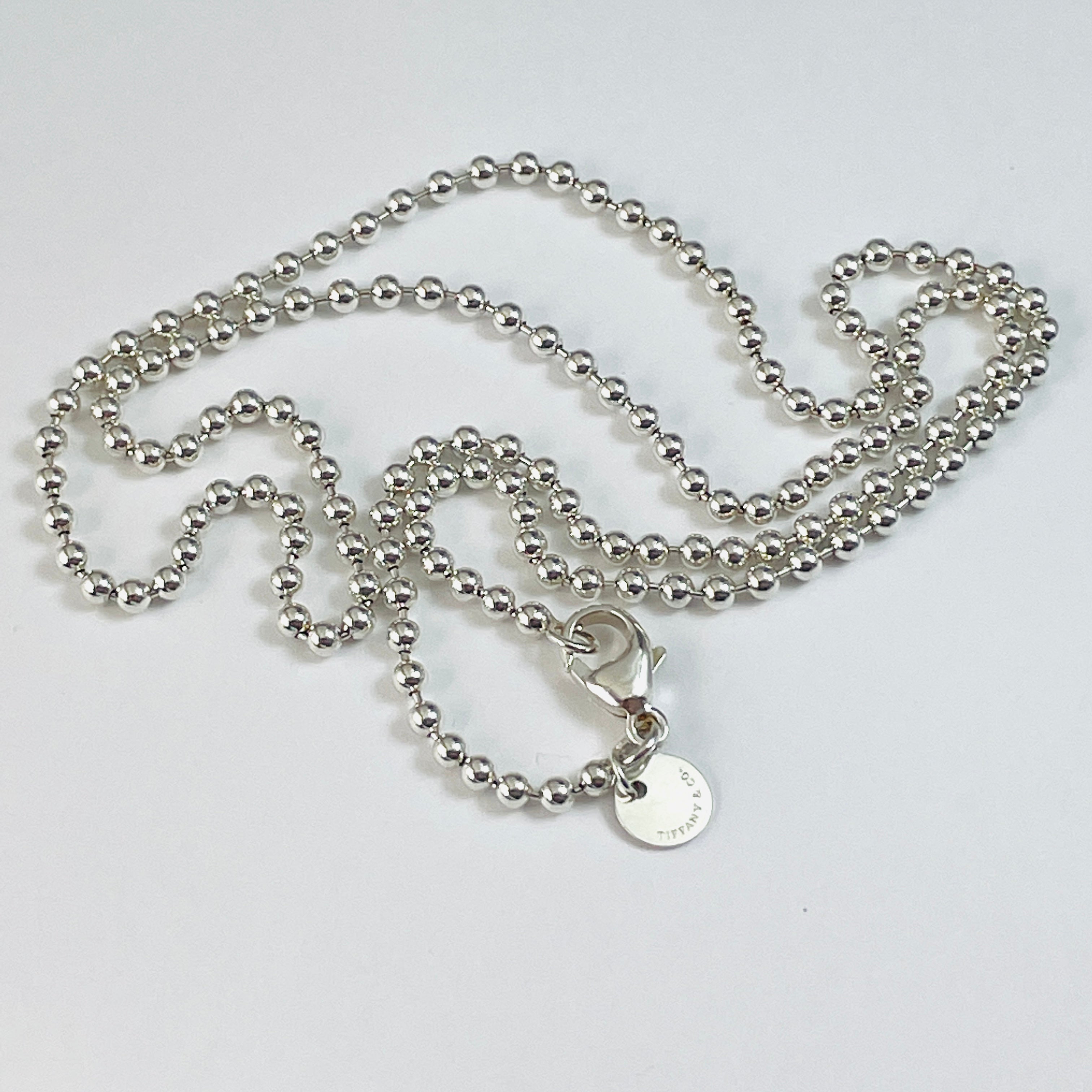 TiffanyNecklace 18" Tiffany & Co Bead Necklace Dog Chain - Men's Unisex in Sterling Silver