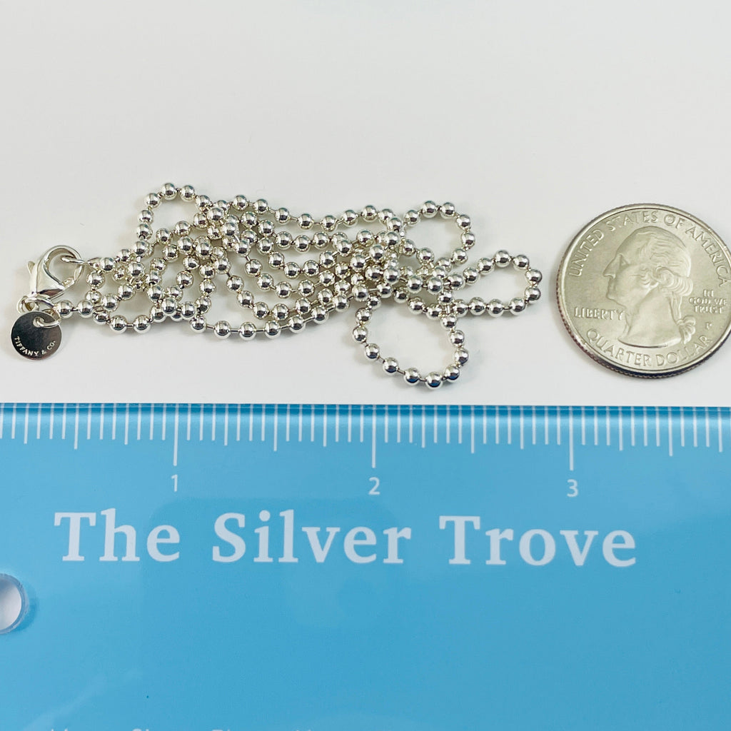 TiffanyNecklace 18" Tiffany & Co Bead Necklace Dog Chain - Men's Unisex in Sterling Silver