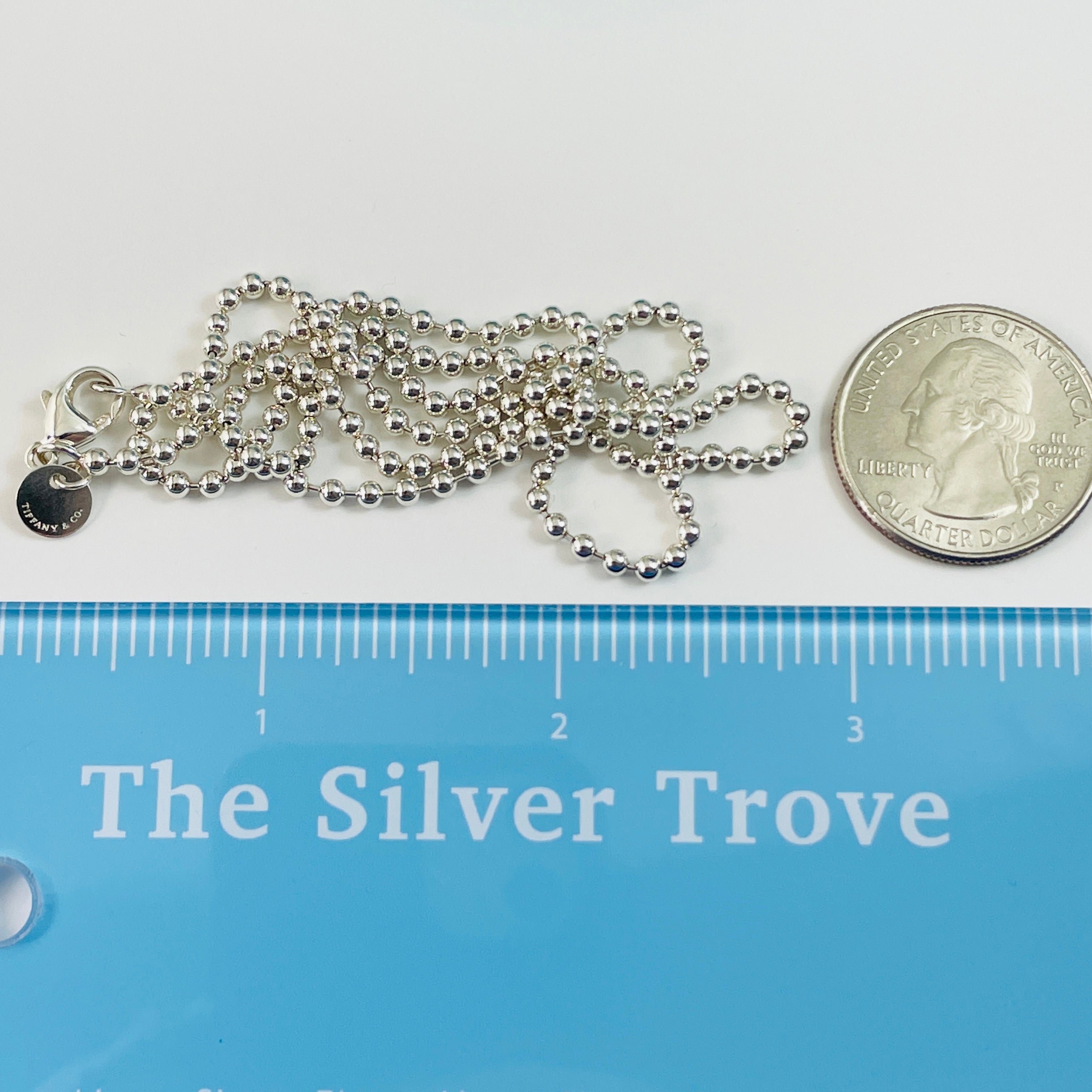 TiffanyNecklace 18" Tiffany & Co Bead Necklace Dog Chain - Men's Unisex in Sterling Silver