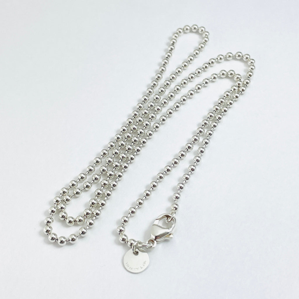 TiffanyNecklace 22" Tiffany & Co Bead Necklace Dog Chain - Men's Unisex in Sterling Silver