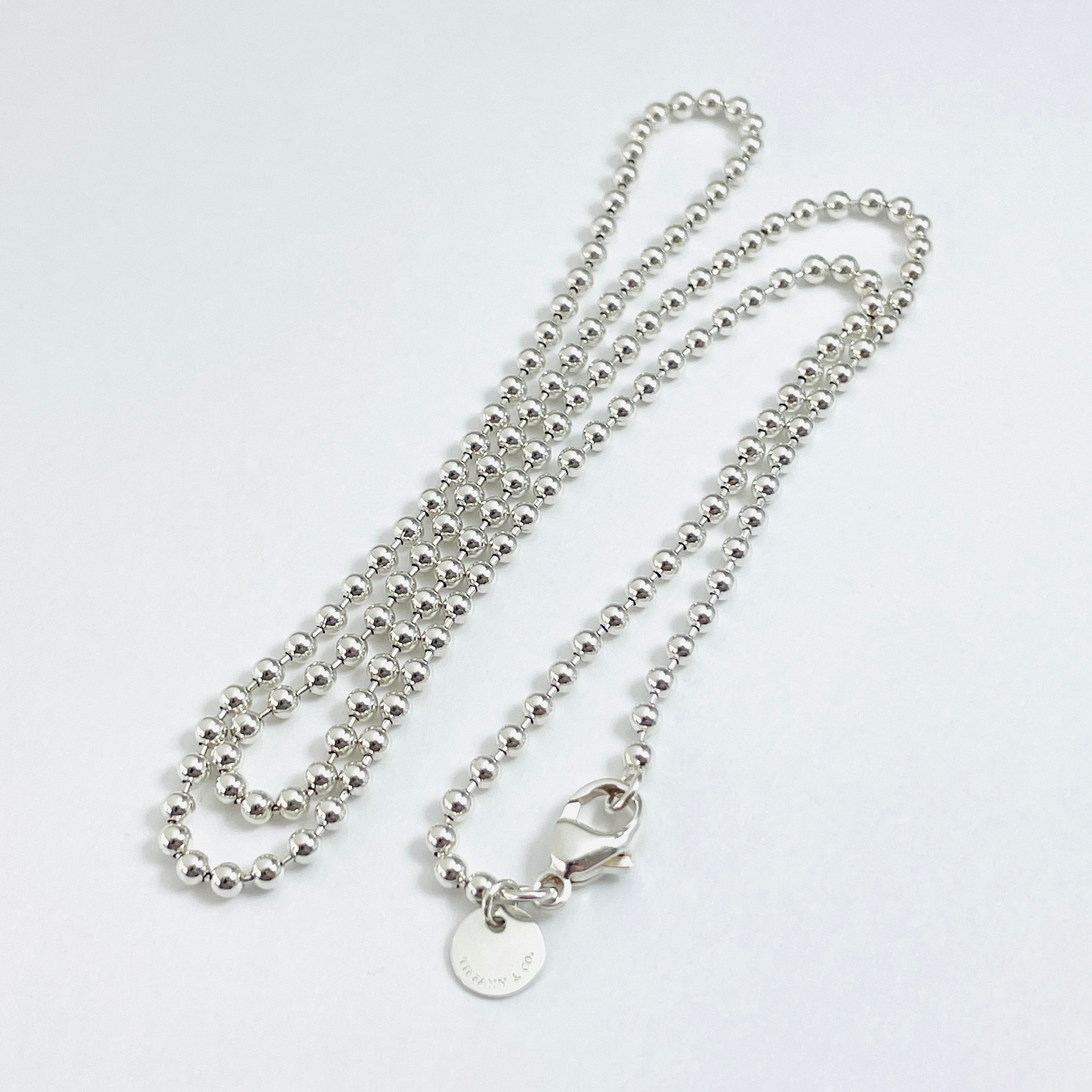 TiffanyNecklace 22" Tiffany & Co Bead Necklace Dog Chain - Men's Unisex in Sterling Silver