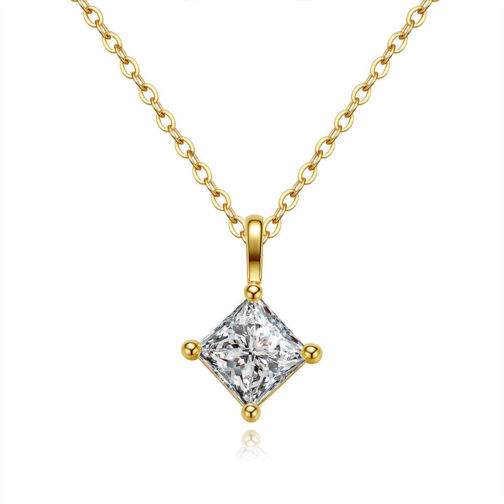 Cartier 1 Carat Square Necklace 925 Sterling Silver Moissanite Pendant Necklace