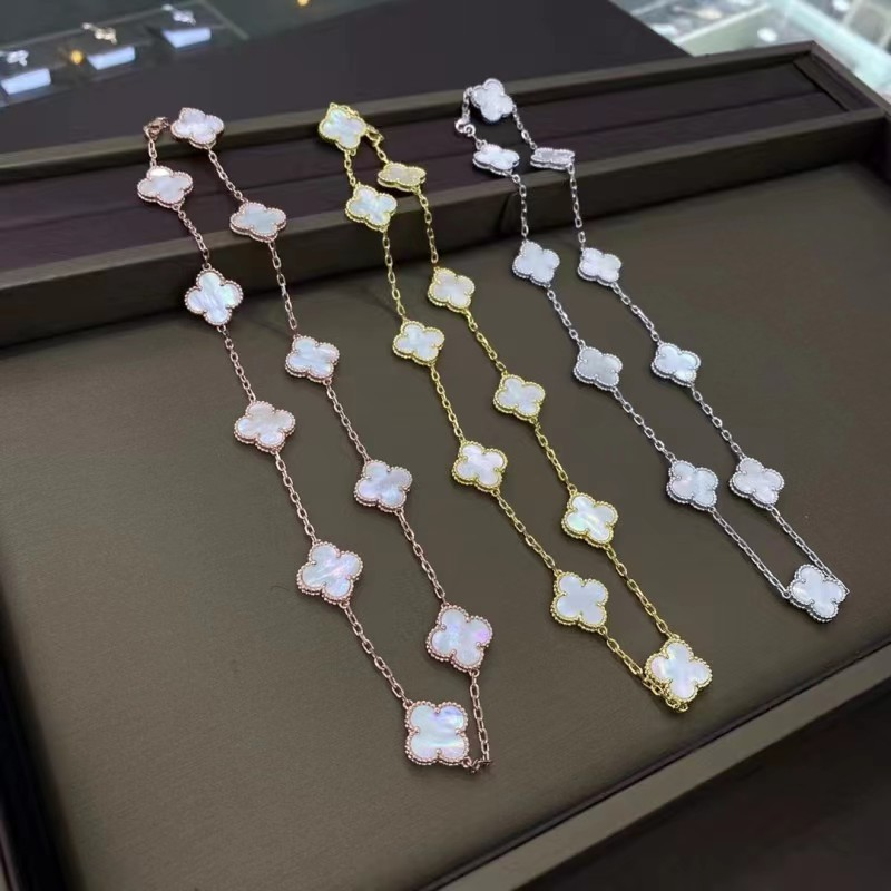 Van Cleef & Arpels High Version Clover Ten Flower Necklace Thick Plated Necklace Jewelry