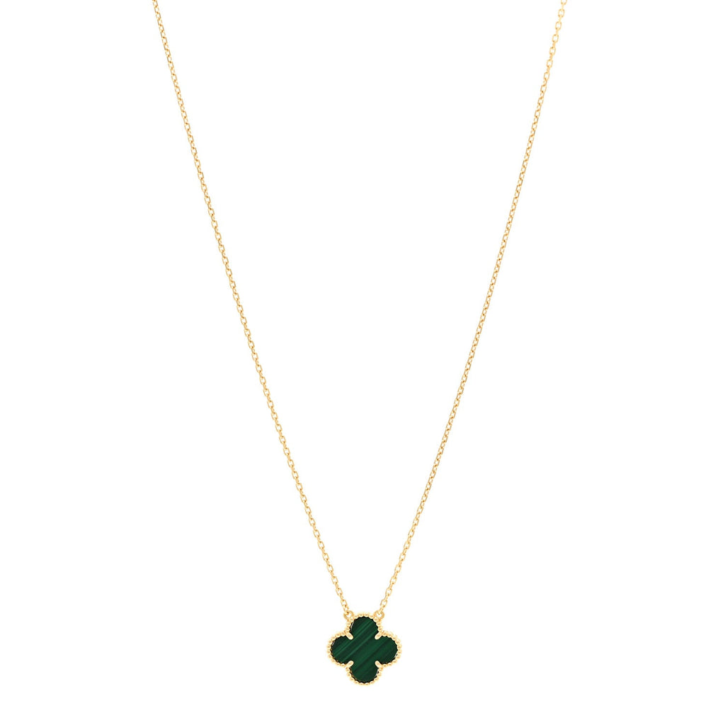 VAN CLEEF &amp; ARPELS 18K Yellow Gold Malachite Vintage Alhambra Pendant Necklace