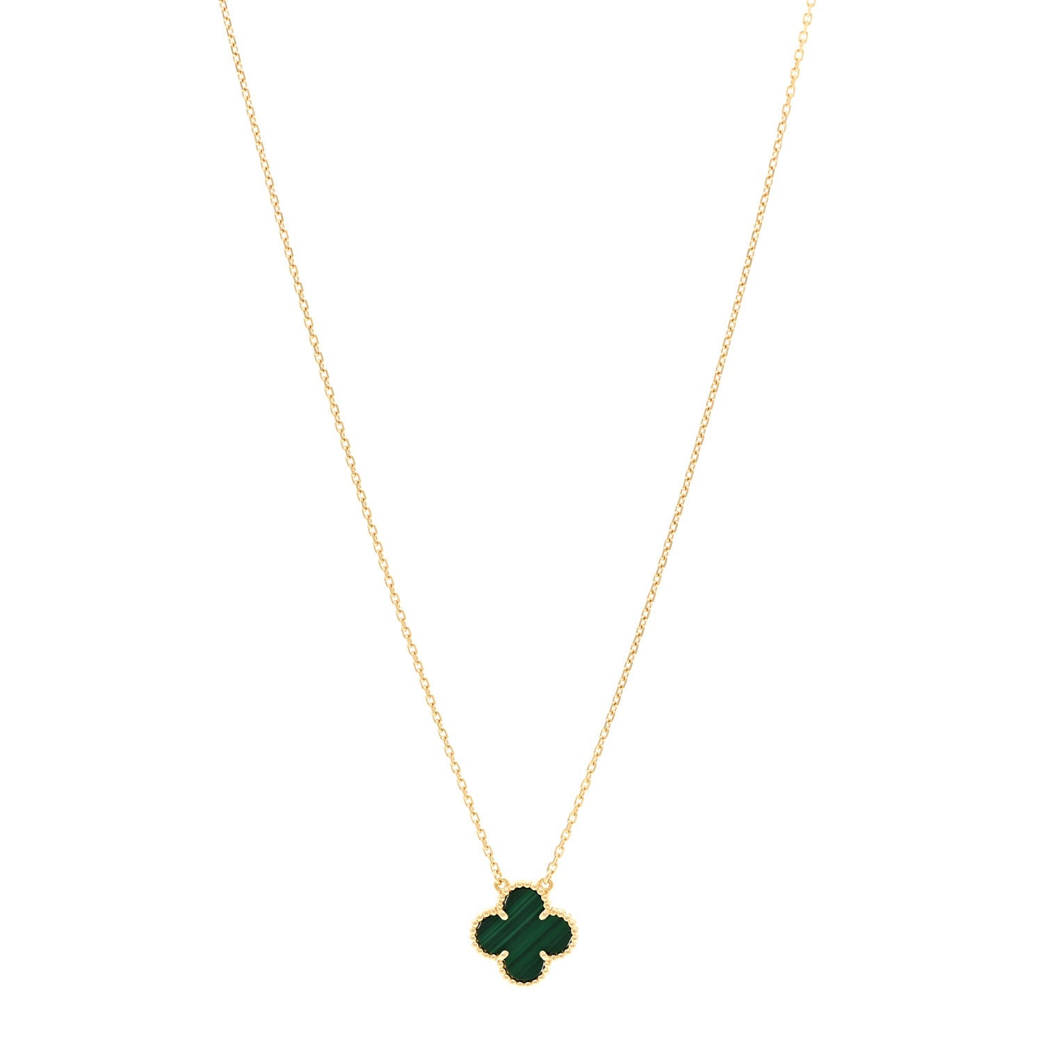 VAN CLEEF &amp; ARPELS 18K Yellow Gold Malachite Vintage Alhambra Pendant Necklace