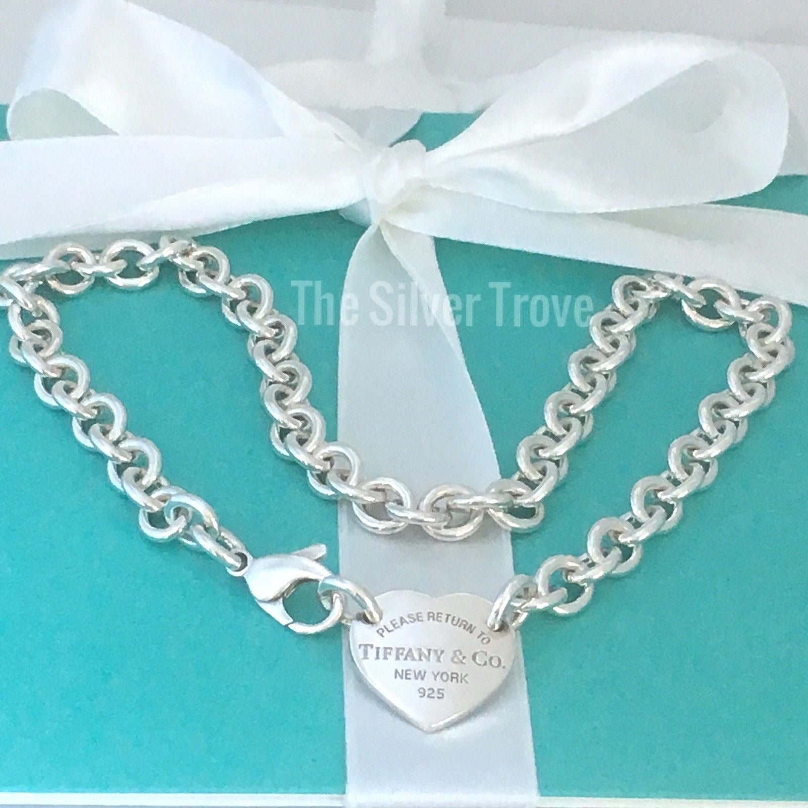 TiffanyNecklace15.5" Please Return To Tiffany & Co Center Heart Tag Silver Choker Necklace