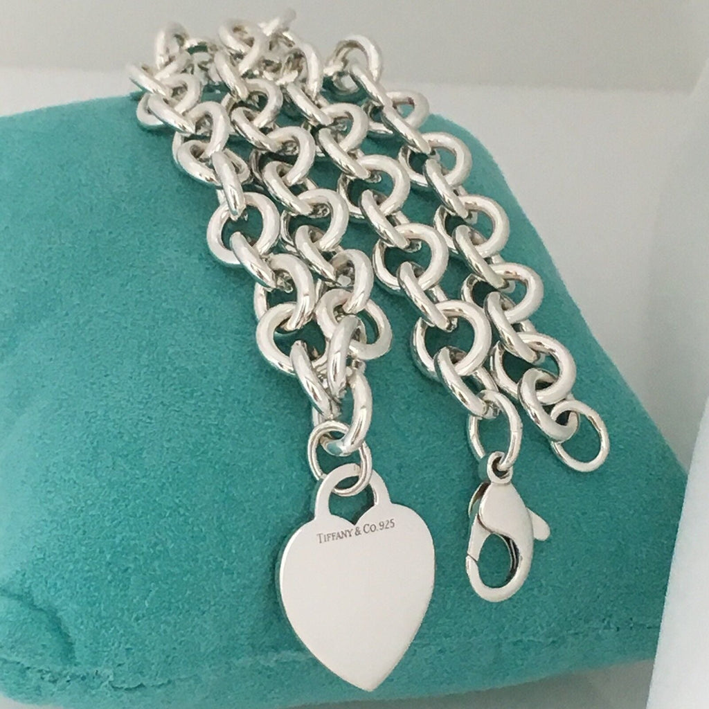 TiffanyNecklace 18" Tiffany & Co Sterling Silver Engravable Blank Heart Tag Necklace