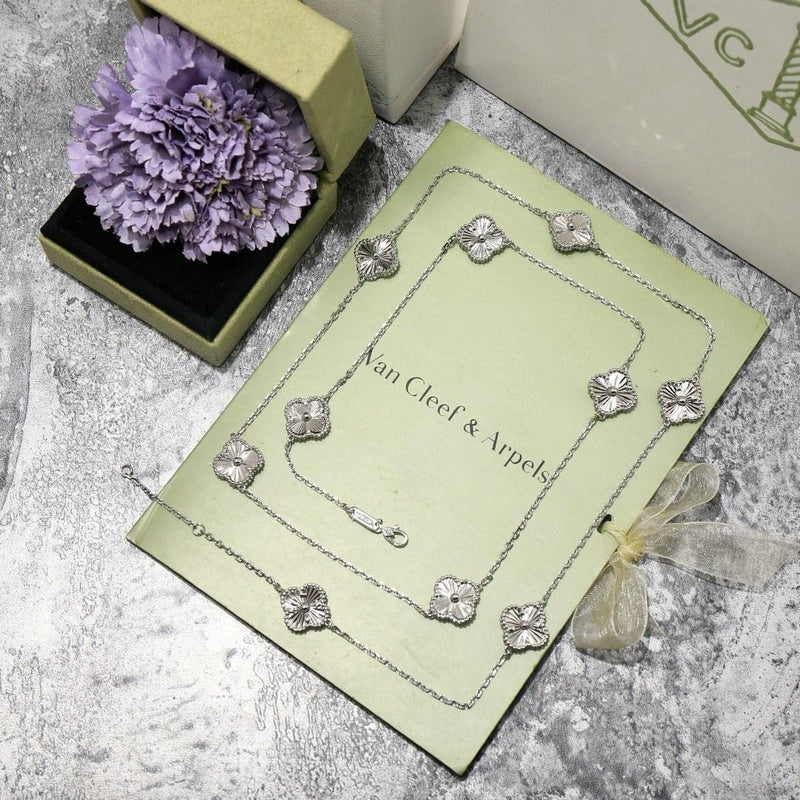 Van Cleef & Arpels necklaces 316L steel plating gold Jewelry VCA necklace two size  Jewelry